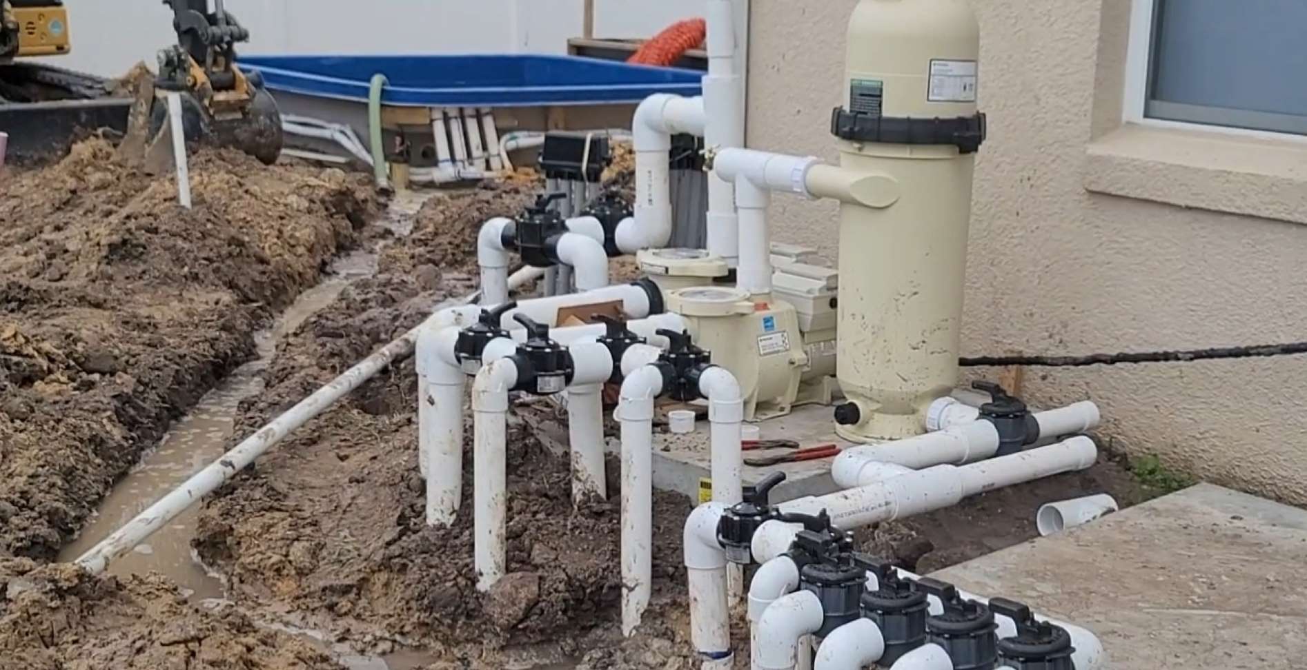 Swimming pool pump filter and plumbing equipment